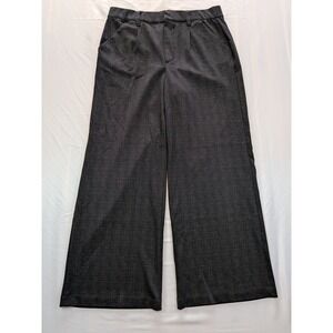 Democracy Absolution Wide Leg Trousers Charcoal Grey Plaid Pleated Pants Size 12
